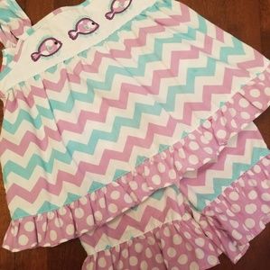 🐟Chevron and polka dots matching shorts set!🐟